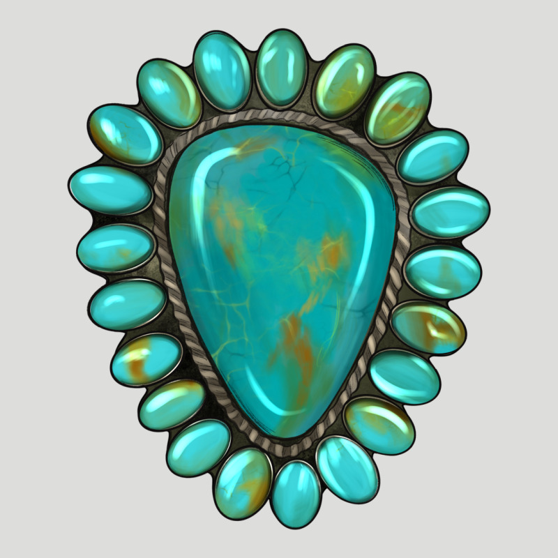 Western Gemstone Turquoise Zipper Hoodie by Artiststas | Teevron