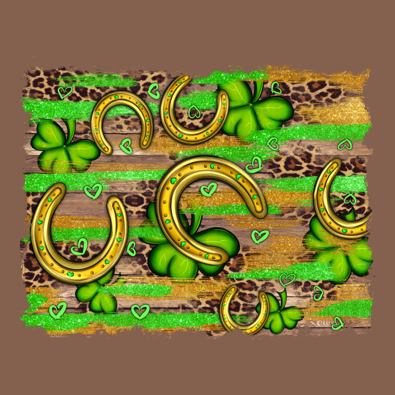 Horseshoe Shamrock Leopard Wood Glitter Background Zipper Hoodie by Artiststas | Teevron