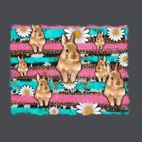 Easter Bunny With Daisy And Turquoise Cowhide Leopard  Background Zipper Hoodie | Teevron