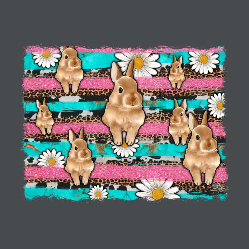 Easter Bunny With Daisy And Turquoise Cowhide Leopard  Background Zipper Hoodie by Artiststas | Teevron