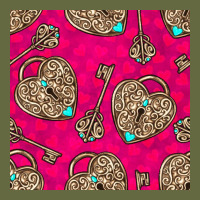 Valentines Day Lock And Key Seamless Pattern Long Sleeve Tee | Teevron