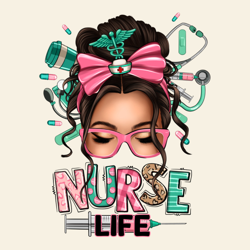 Afro Messy Bun Nurse Life Vintage Tee by texasbilliewilder | Teevron