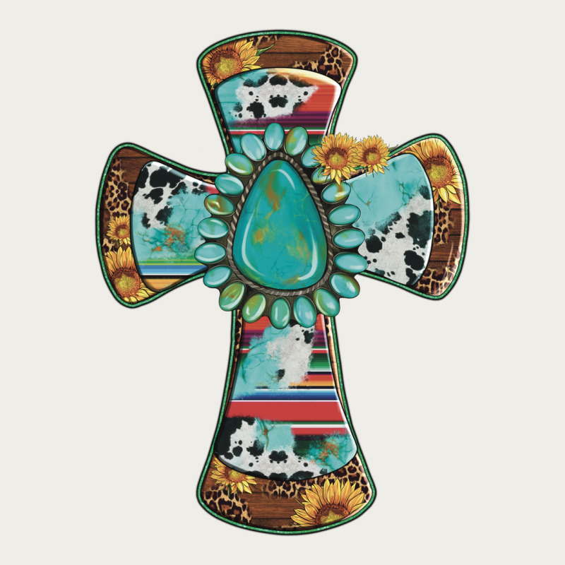 Cross With Leopard Sunflower Gemstone Serape Cowhide Zipper Hoodie by Artiststas | Teevron