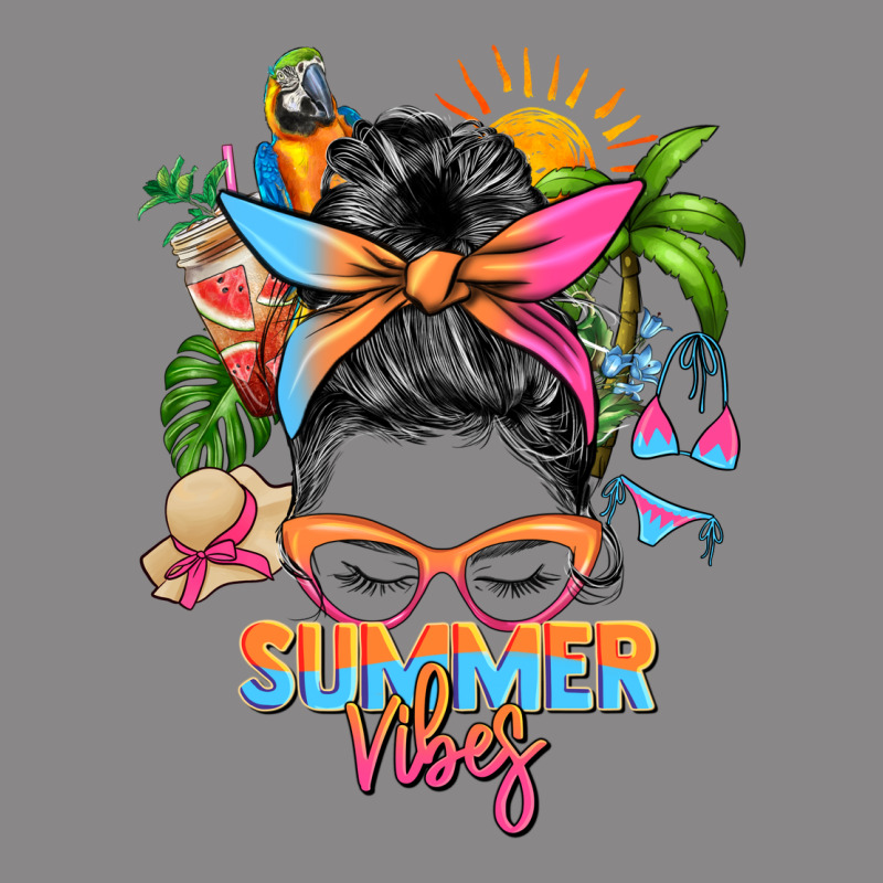 Summer Vibes Messy Bun Vintage Tee by Zillion Design Studio | Teevron