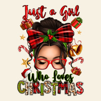 Just A Girl Who Loves Christmas Afro Messy Bun Vintage Tee | Teevron