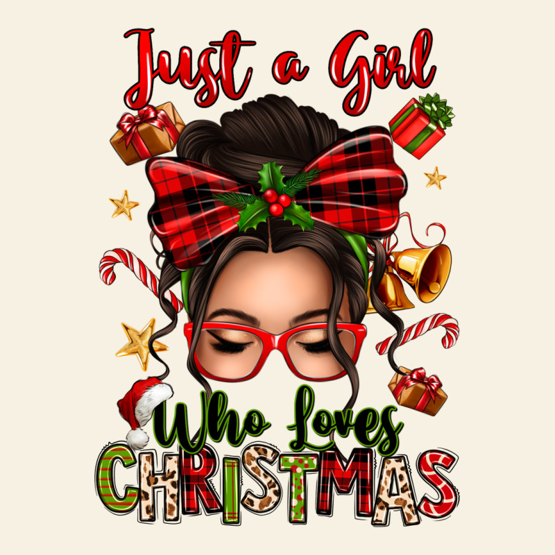 Just A Girl Who Loves Christmas Afro Messy Bun Vintage Tee by texasbilliewilder | Teevron