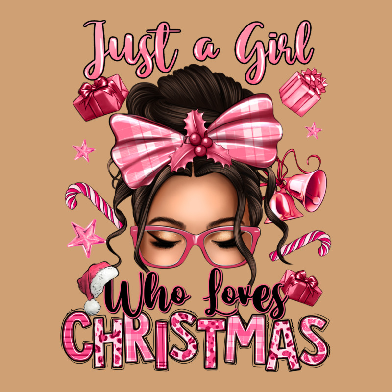 Just A Girl Who Loves Pink Christmas Messy Bun Vintage Tee by texasbilliewilder | Teevron
