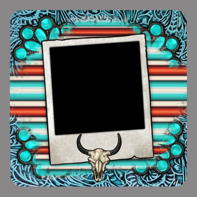 Gemstone Turquoise Serape Custom Photo Frame Coaster Vintage Tee by BarkalooDesign | Teevron