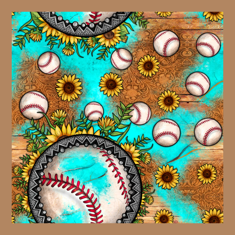 Baseball Turquoise Sunflower Seamless Pattern Long Sleeve Tee by JahusDesignShop | Teevron