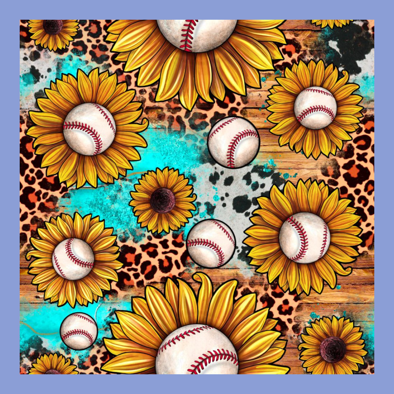 Baseball Leopard Turquoise Sunflower Seamless Pattern Long Sleeve Tee by JahusDesignShop | Teevron