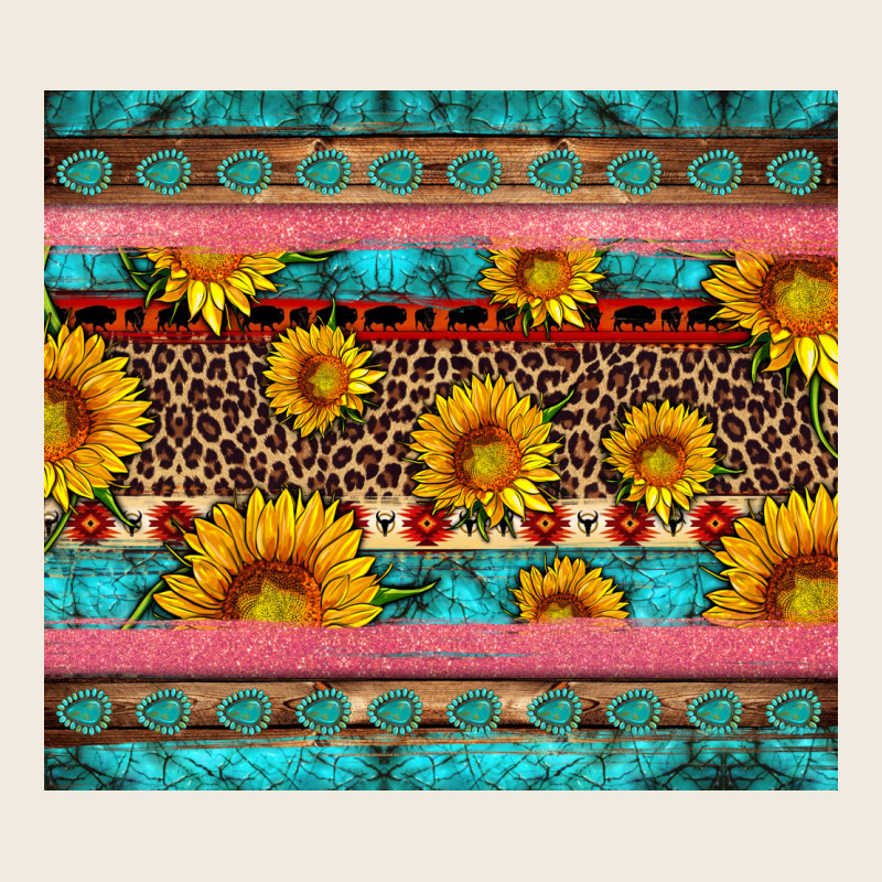 Western Sunflowers Turquoise Zipper Hoodie by Artiststas | Teevron