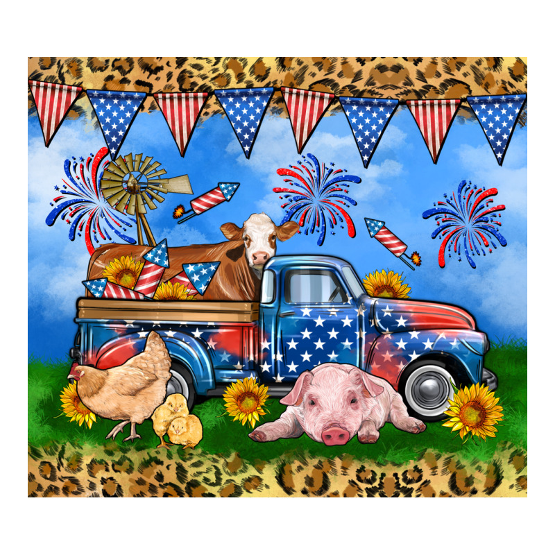 America Farm Animals Truck 20oz Skinny Tumbler Urban Heavy Tee by Neo Western | Teevron