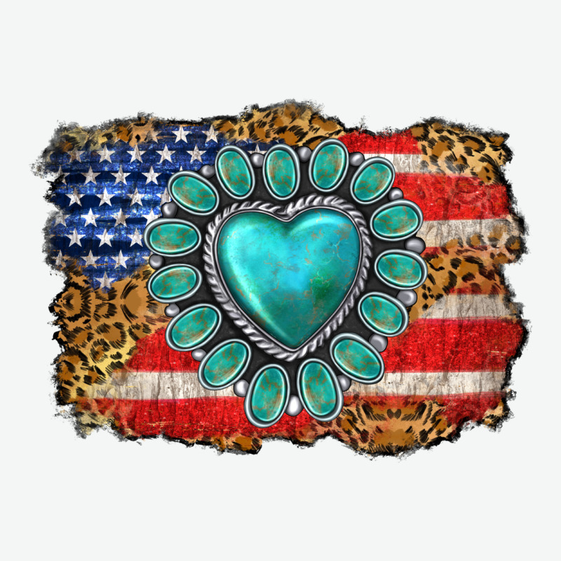 American Flag Leopard Turquoise Gemstone Urban Heavy Tee by Neo Western | Teevron