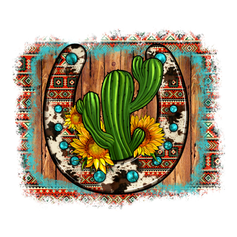 Cactus Sunflower Cowhide Horseshoe  Background Zipper Hoodie by Artiststas | Teevron