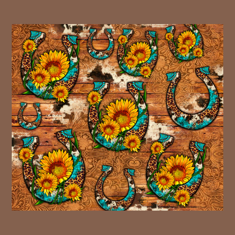 Sunflower Turquoise Leopard Cowhide Horseshoe Zipper Hoodie by Artiststas | Teevron