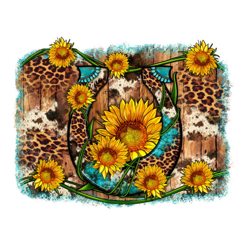 Sunflower Gemstone Leopard Cowhide Horseshoe Background Zipper Hoodie by Artiststas | Teevron