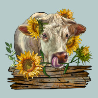 Charolais Cow With Sunflowers Heavy Core Tee | Teevron