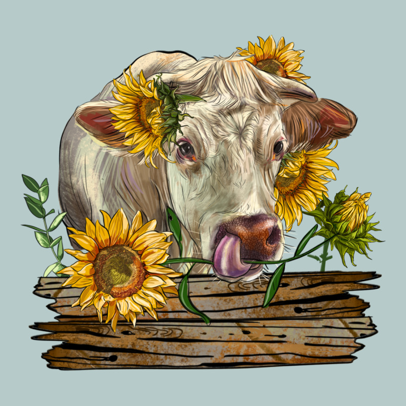 Charolais Cow With Sunflowers Heavy Core Tee by LillyAllenDesigns | Teevron