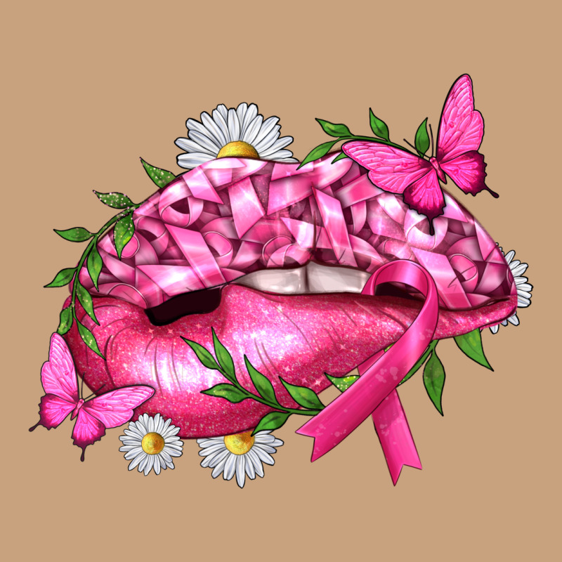 Breast Cancer With Ribbon Pink Lips Vintage Tee by texasbilliewilder | Teevron
