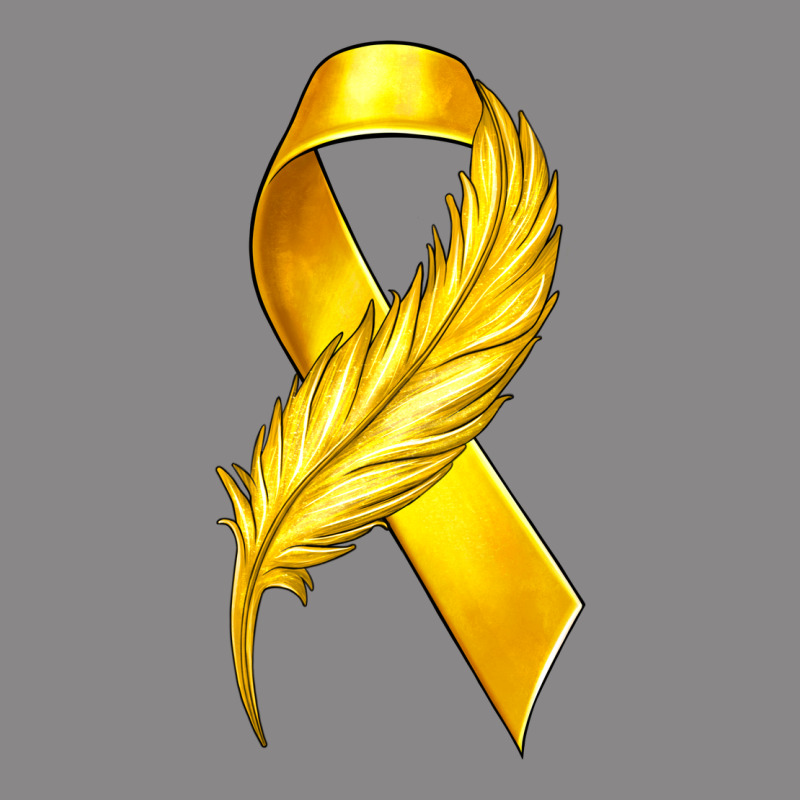Childhood Cancer Ribbon With Feather Vintage Tee by texasbilliewilder | Teevron