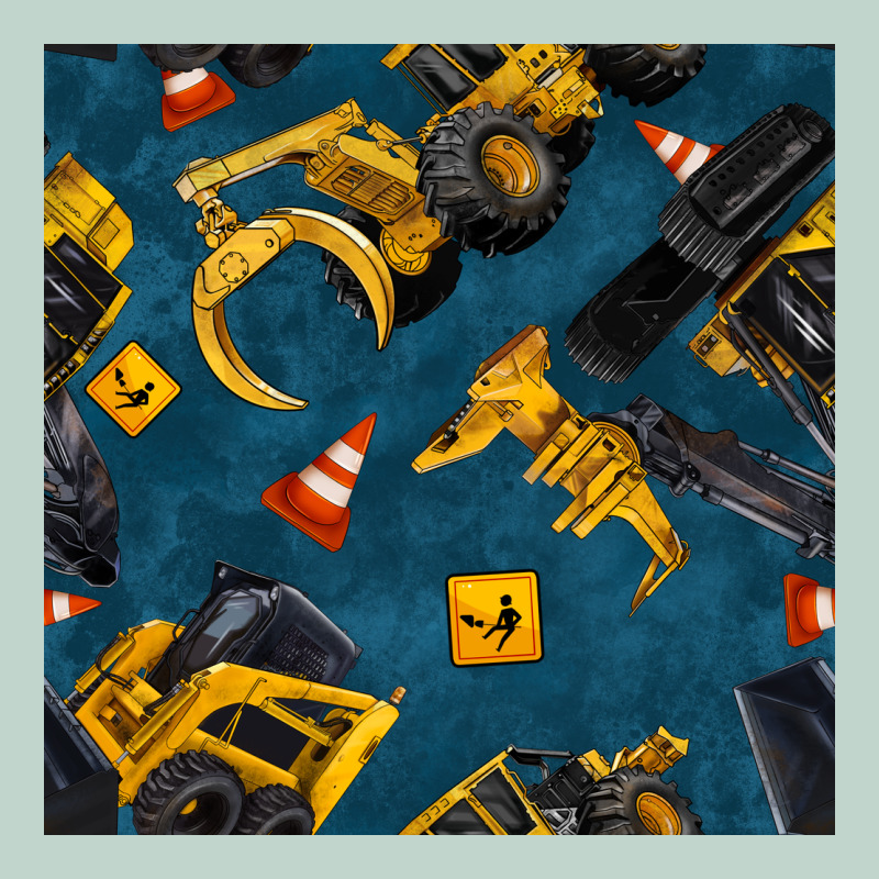 Construction Vehicles Seamless Pattern Zipper Hoodie by BundleAndBundleShop | Teevron