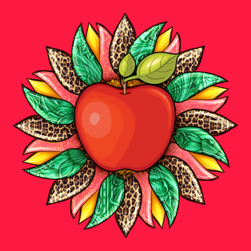 Teacher Apple And Sunflower With Leopard And Tooled Leather Zipper Hoodie by Artiststas | Teevron