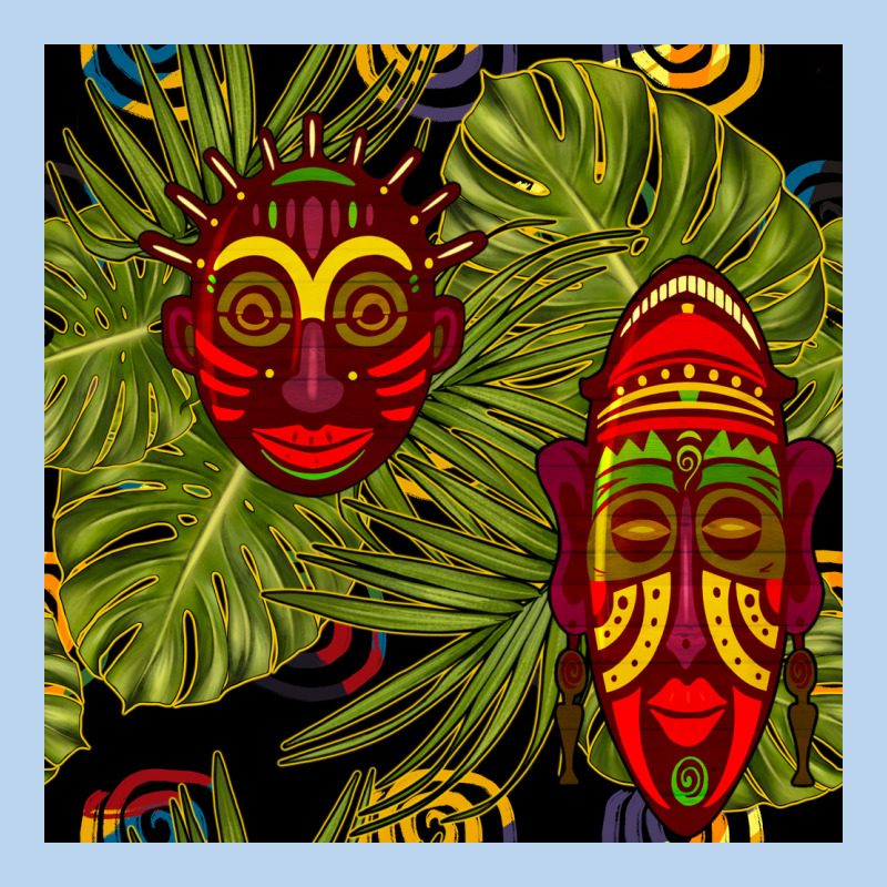 African Masks And Monstera Leaf Seamless Pattern Classic Tee by BundleAndBundleShop | Teevron