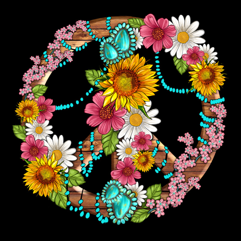 Floral Peace Sign With Gemstone Zipper Hoodie by Artiststas | Teevron