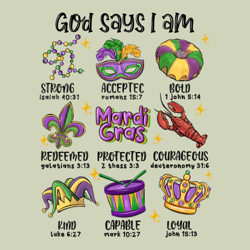God Says I Am Mardi Gras Heavyweight Hoodie by MaliasSmallBusiness | Teevron