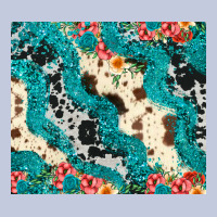 Turquoise Glitter Cowhide Long Sleeve Tee | Teevron