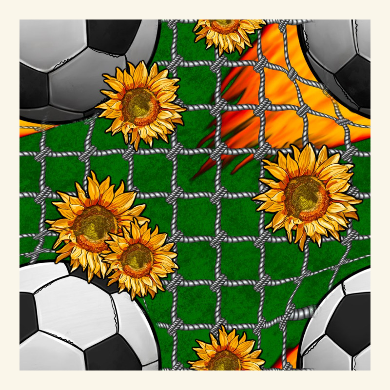 Soccer Balls And Sunflowers With Goal Nets Seamless Pattern Premium Hoodie by BundleAndBundleShop | Teevron
