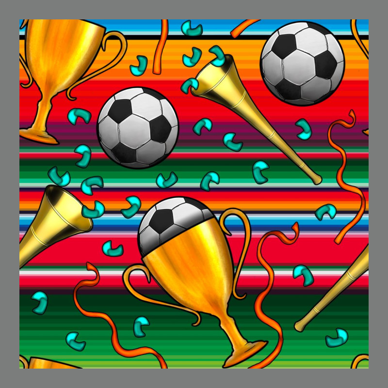 Soccer Winner Cup And Vuvuzela With Serape Seamless Pattern Premium Hoodie by BundleAndBundleShop | Teevron