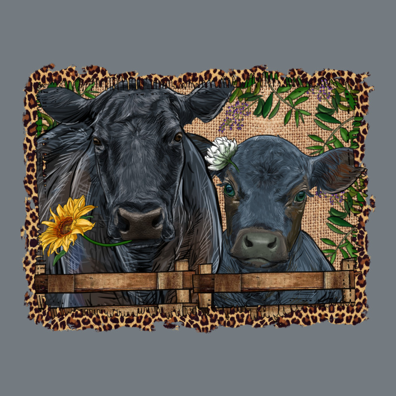 Western Black Angus Cattle And Calf With Leopard Heavyweight Sweatshirt by RanaPortraitStore | Teevron