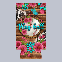Play Ball Baseball With Pink Flowers 12 Oz Slim Can Cooler Premium Hoodie | Teevron