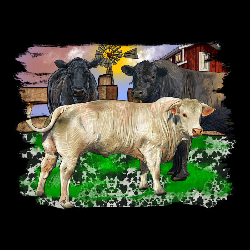 Charolais Bull Black Angus Cattle And Bull With Barnyard And Cowhide Heavyweight Sweatshirt by RanaPortraitStore | Teevron