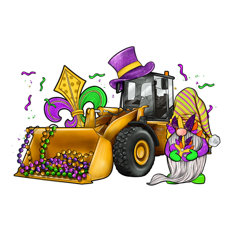 Mardi Gras Gnome Bulldozer Long Sleeve Tee by JahusDesignShop | Teevron