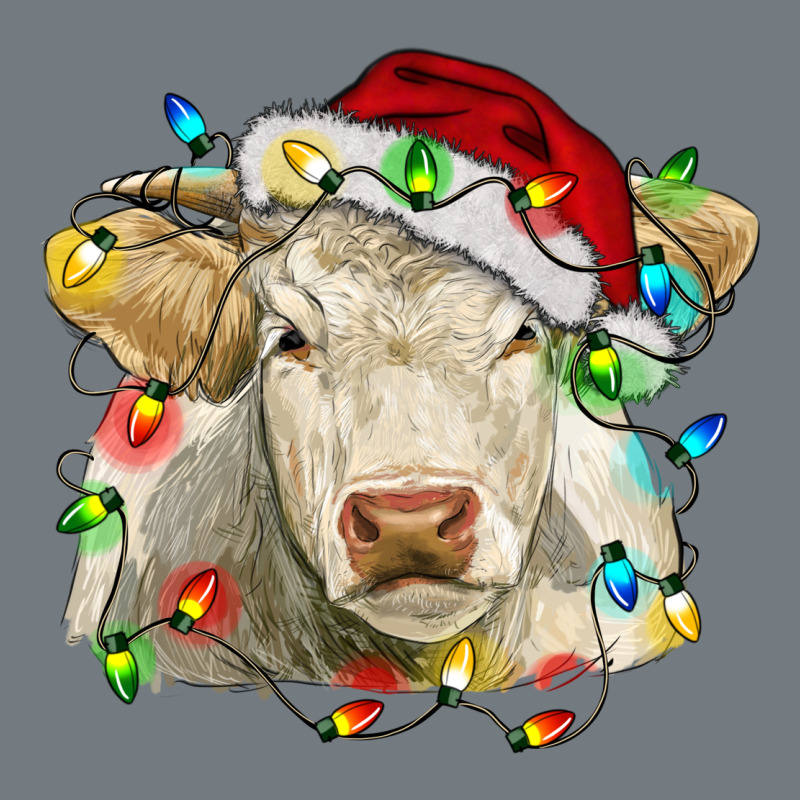 Charolais Cattle Cow With Christmas Lights And Hat Heavyweight Sweatshirt by RanaPortraitStore | Teevron