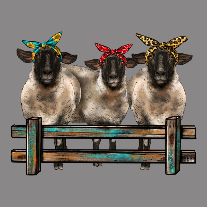 3 Sheeps Suffolk Ewe With Bandanas And Fence Vintage Tee by BarkalooDesign | Teevron