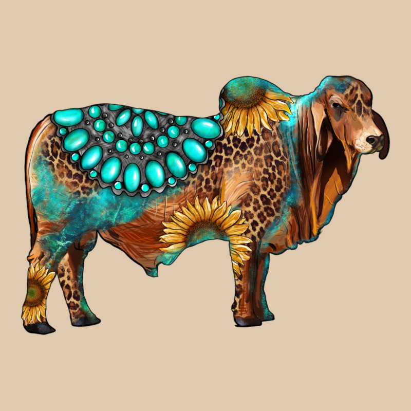 Brahman Bull Gemstone Turquoise And Sunflower Heavyweight Sweatshirt by RanaPortraitStore | Teevron