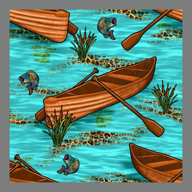Lake Canoe And Fish With Reeds And Leopard Seamless Pattern Bbs Premium Hoodie by BundleAndBundleShop | Teevron