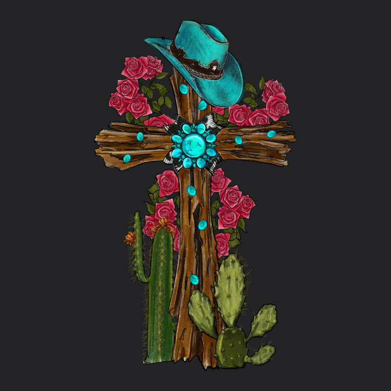Cross Gemstone Cactus Roses Cowboy Hat Vintage Tee by RanaPortraitStore | Teevron