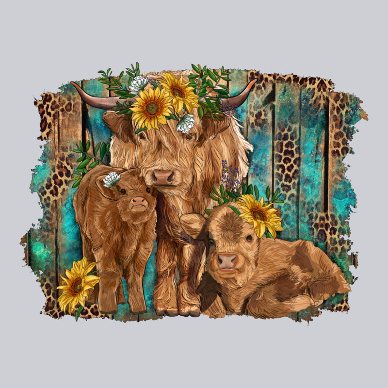 Highland Cow Family Cattle And Calf With Sunflower And Turquoise Backg Heavyweight Sweatshirt by RanaPortraitStore | Teevron