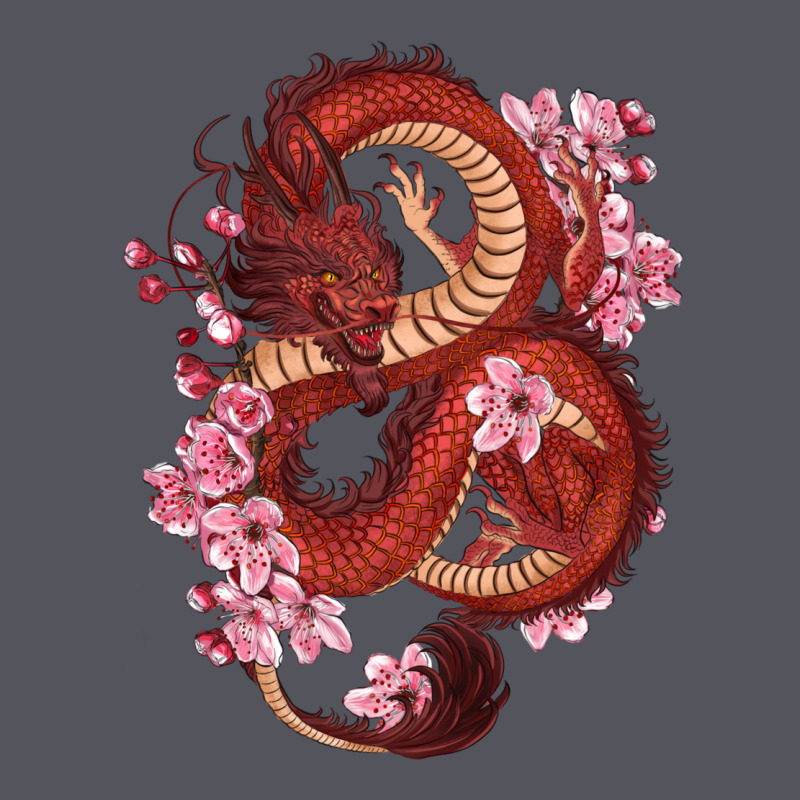 Red Dragon And Sakura Cherry Blossoms Vintage Hoodie by RanaPortraitStore | Teevron