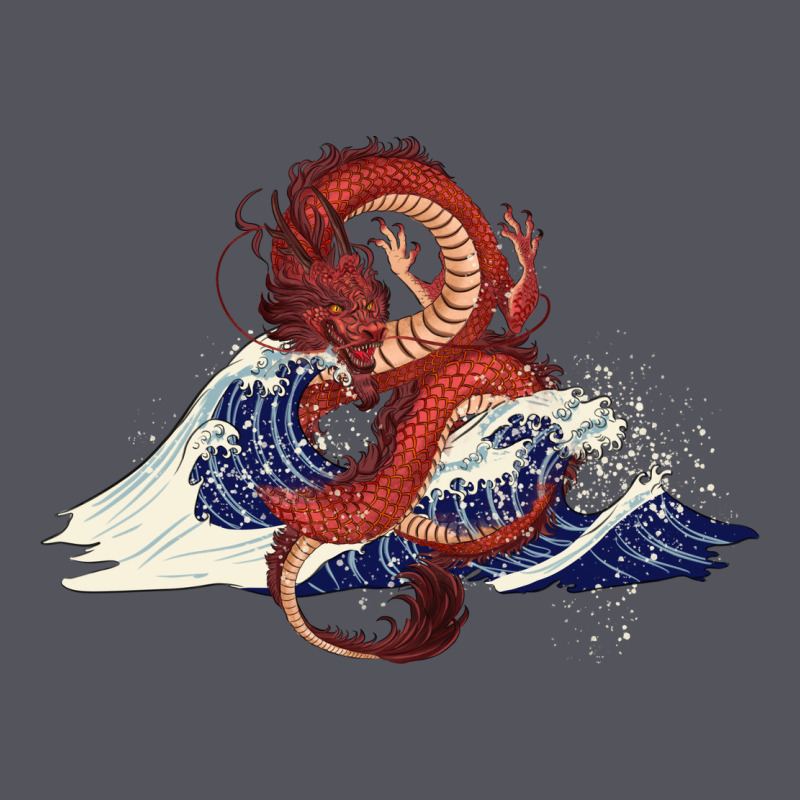 Asian Dragon And Ocean Waves Vintage Hoodie by RanaPortraitStore | Teevron