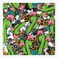 Western Cactus And Turquoise Gemstone With Leopard And Cowhide Seamles Premium Hoodie | Teevron