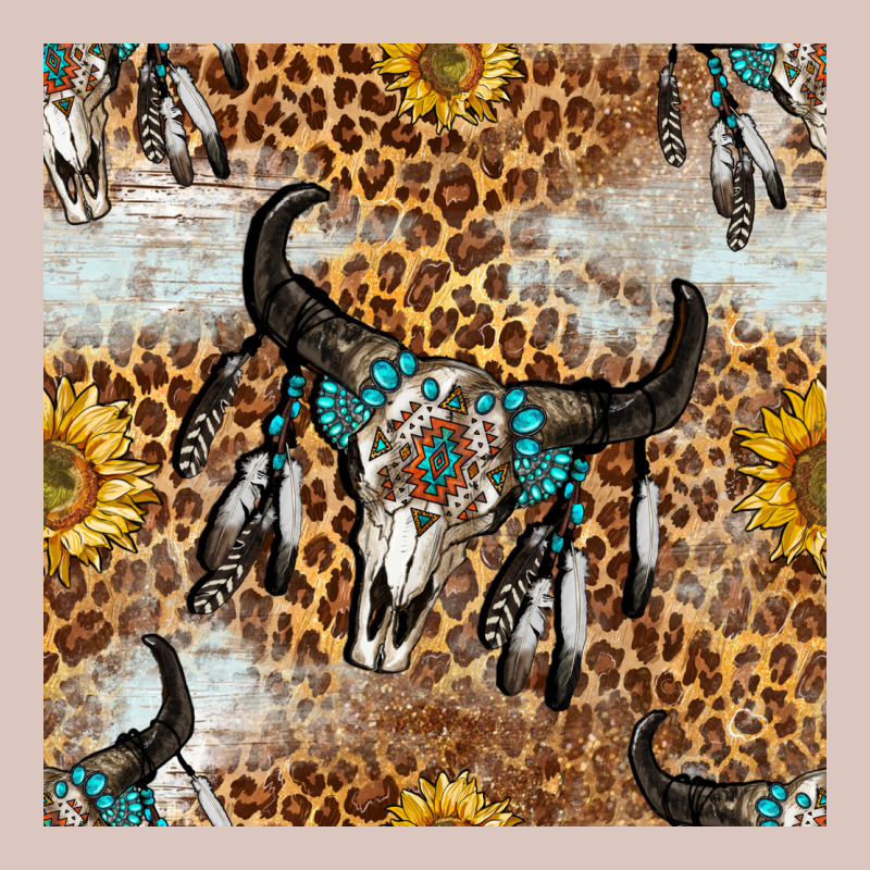 Western Bull Skull And Sunflowers With Leopard Seamless Pattern Premium Hoodie by BundleAndBundleShop | Teevron