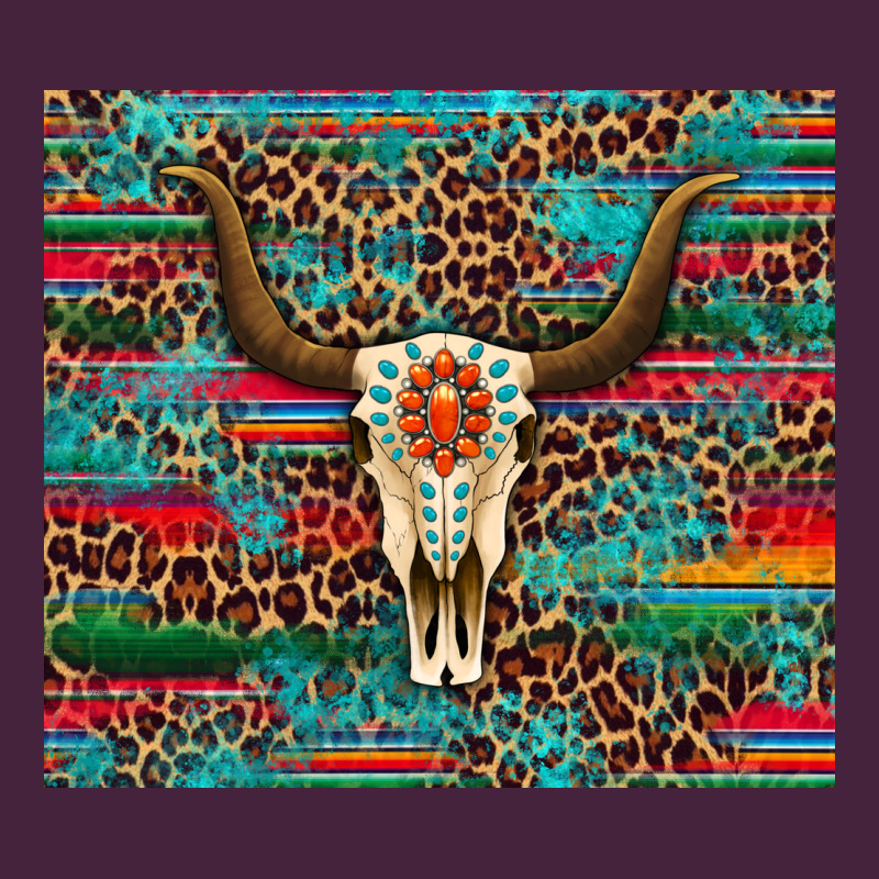Western Serape Leopard Bull Skull Turquoise Premium Tee by Artiststas | Teevron