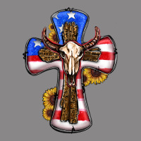 American Flag Cross Cow Skull Sunflowers Vintage Tee | Teevron