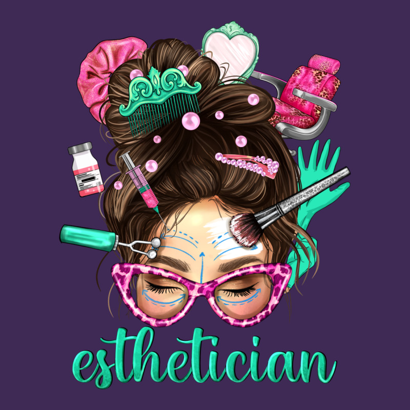 Esthetician Messy Bun With Pink Leopard Glasses Bbs Premium Hoodie by BundleAndBundleShop | Teevron