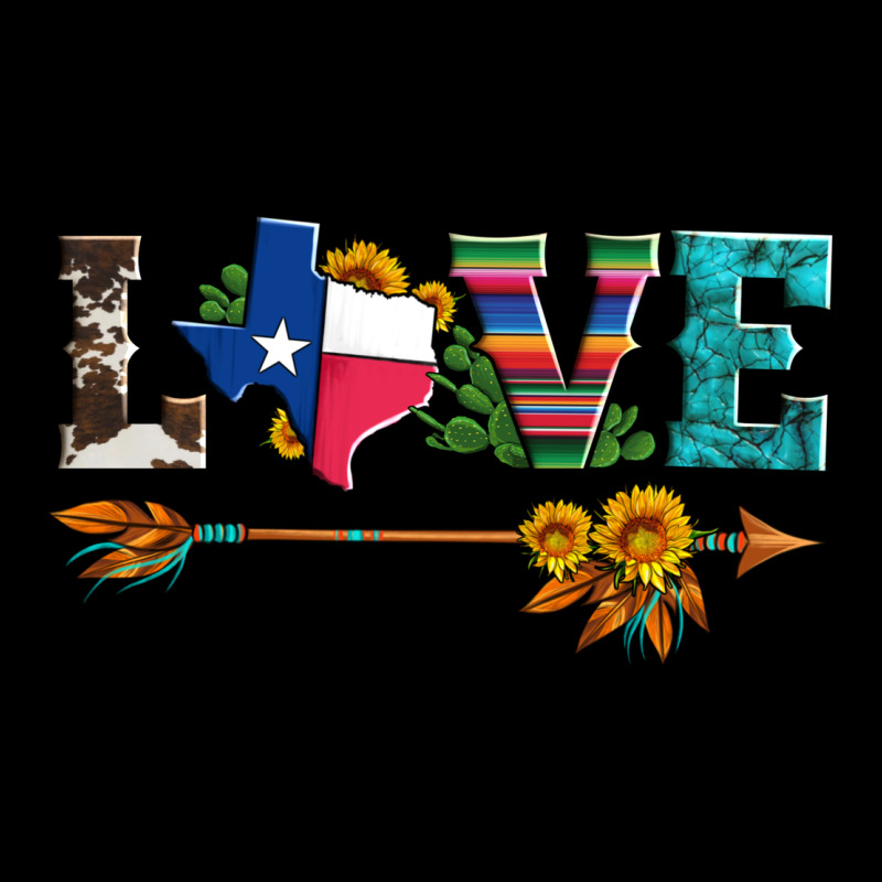 Love Texas Serape Cowhide Cactus And Sunflowers Premium Tee by Artiststas | Teevron